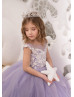 Lilac Lace Tulle Corset Back Tender Flower Girl Dress Lilac Lace Tulle Corset Back Tender Flower Girl Dress